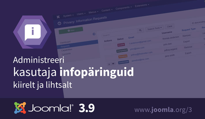 Joomla! 3.9 info taotlused