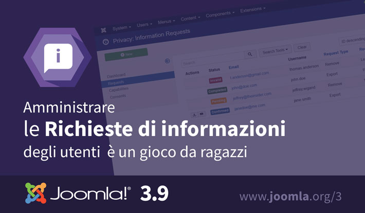 Joomla 3.9 Richieste di Informazioni
