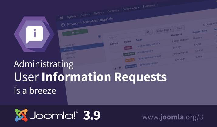 Joomla 3.9 Information Requests