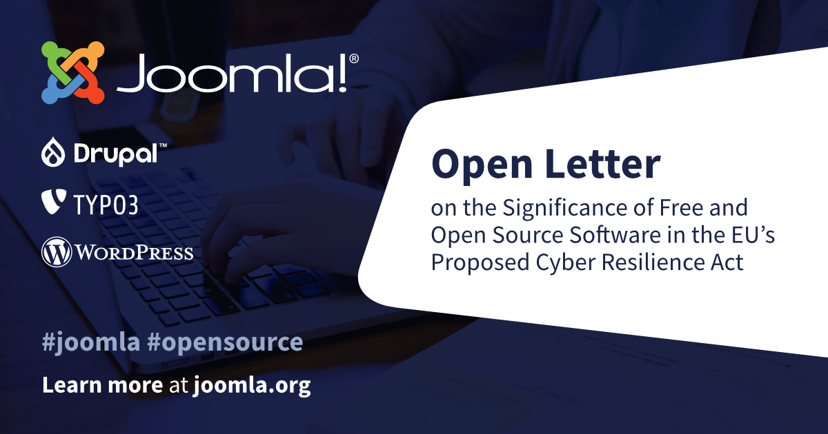 Open Letter on the Significance of Free and Open Source Software in the EU’s Proposed Cyber Resilience Act showing the other signatures of the letter from top to bottom: Drupal, TYPO3, and WordPress
