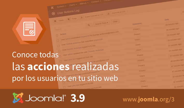 Registro de acciones de Joomla 3.9