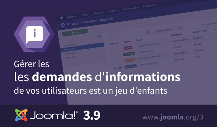 Joomla 3.9 Demandes d'informations