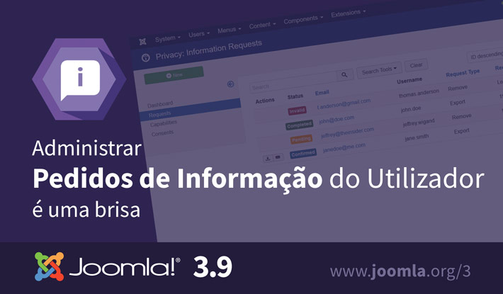 Joomla 3.9 - Pedidos de Informação