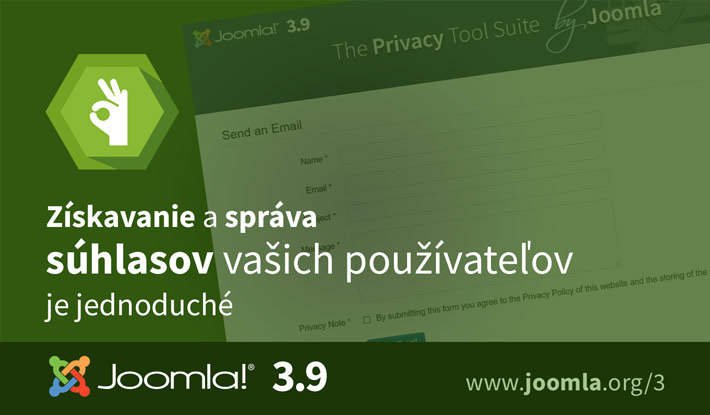 Joomla 3.9 Súhlasy používateľov