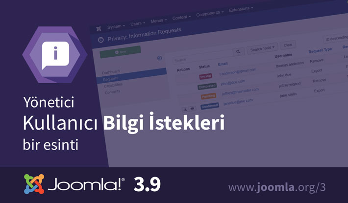Joomla 3.9 Bilgi İstekleri